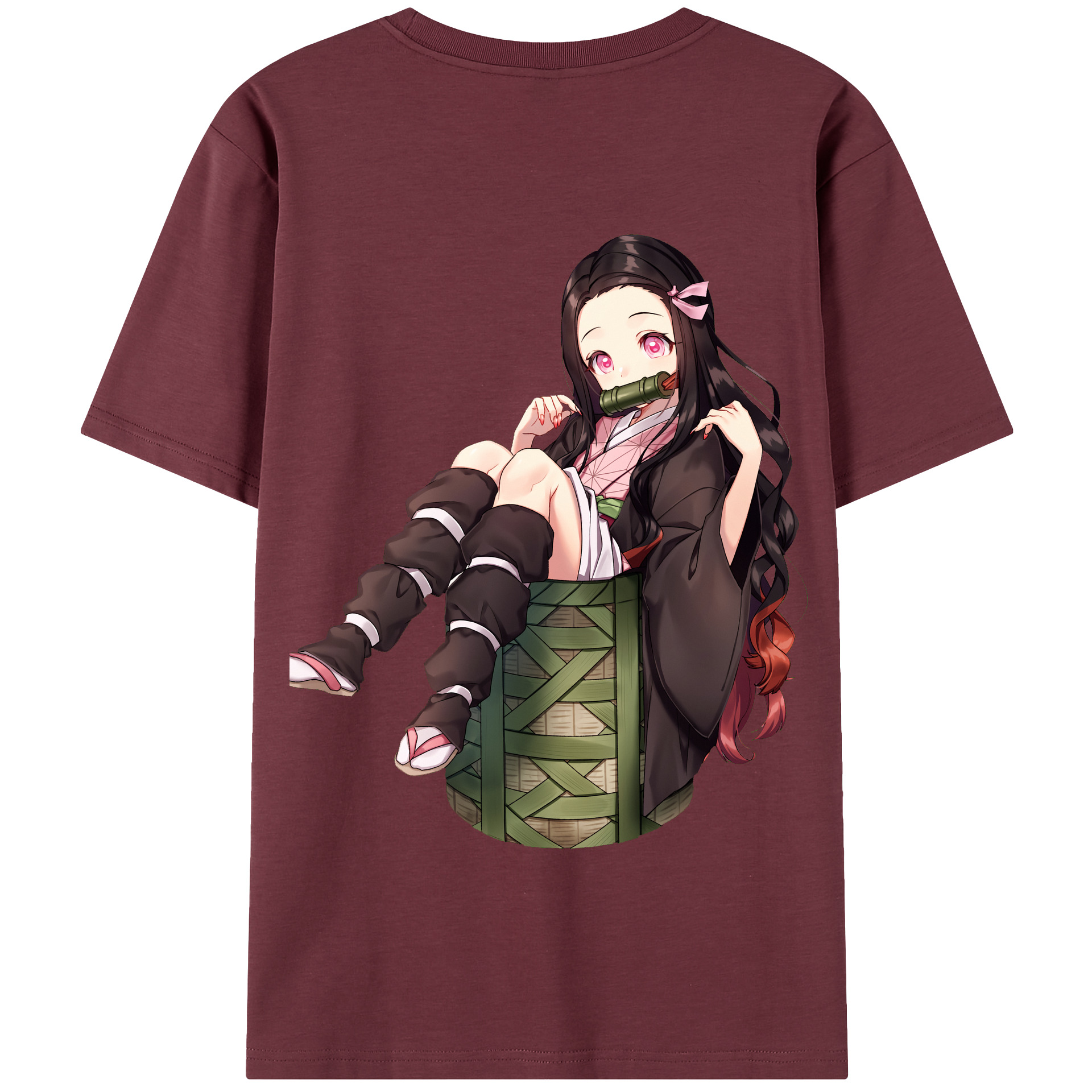 （画像用） 鬼滅の刃（きめつのやいば）竈門 禰󠄀豆子／かまど ねずこ Kamado Nezuko 綿100％半袖Tシャツ（背面プリント）